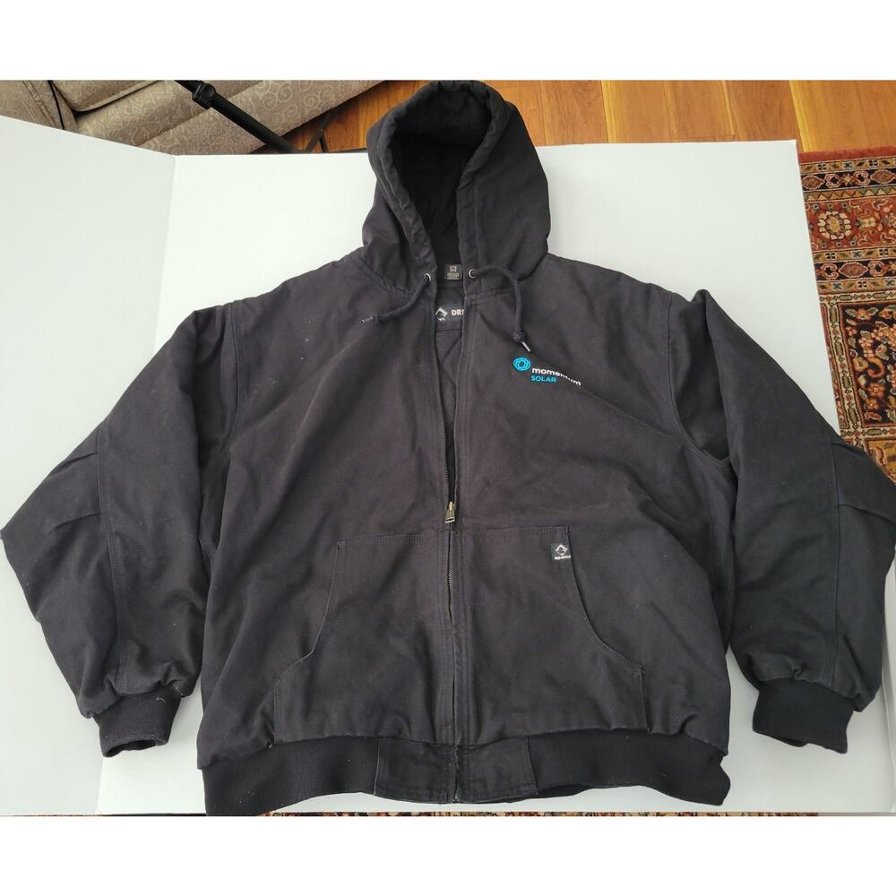 Dri Duck Black Canvas Hooded Work Winter Coat 2XL Cheyenne Quilted Liner #5020